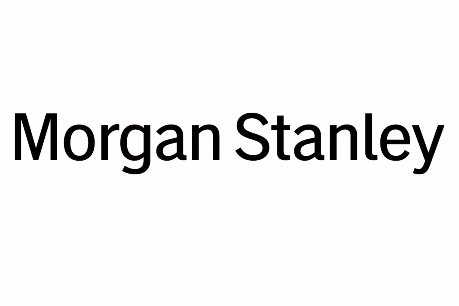 The image displays the text "Morgan Stanley" in black letters on a white background.