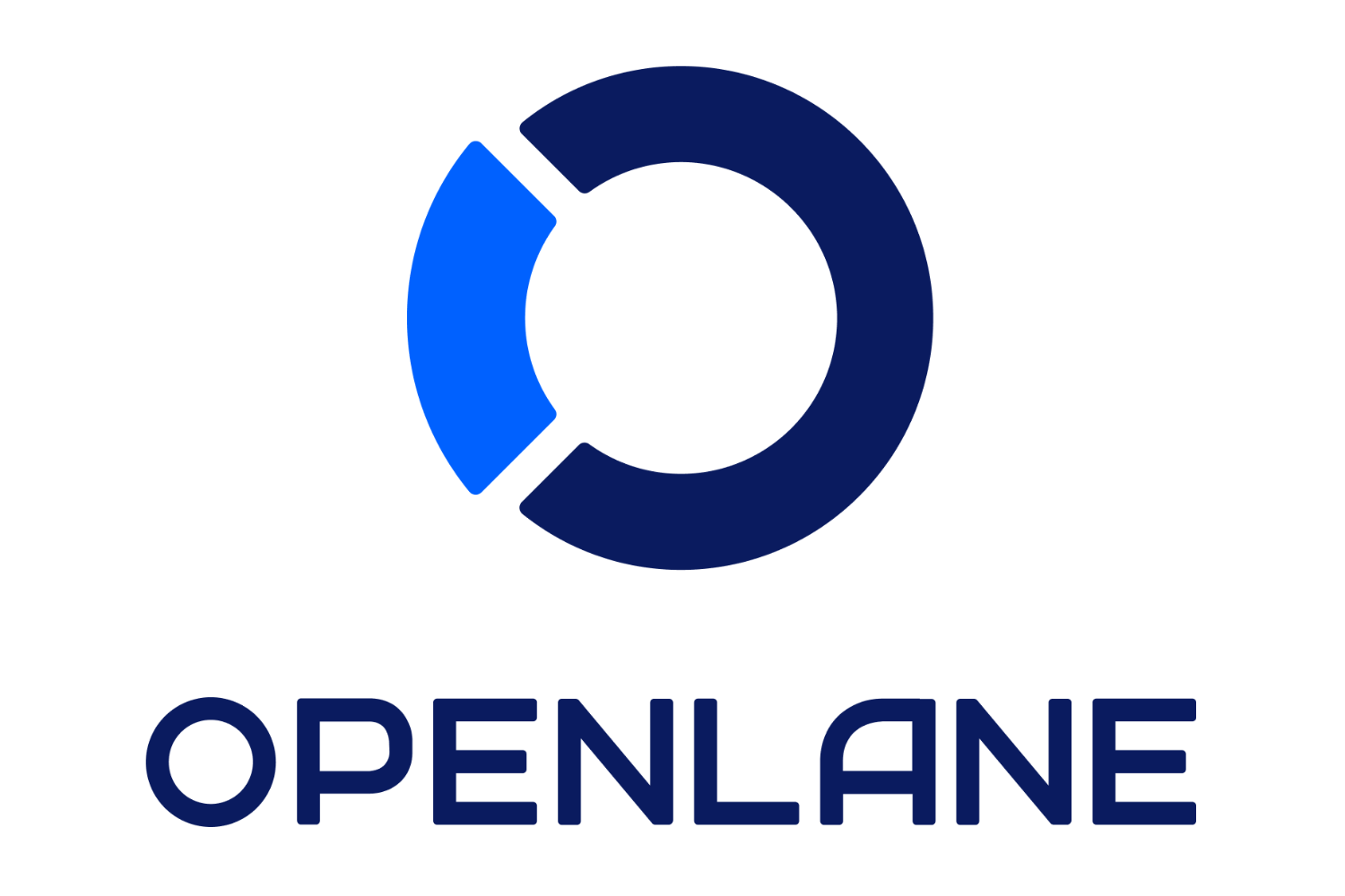 "Logo featuring a circular design with a blue and white color scheme, resembling a partial ring or 'C' shape. Below the graphic, the word 'OPENLANE' is written in bold, blue, uppercase letters.